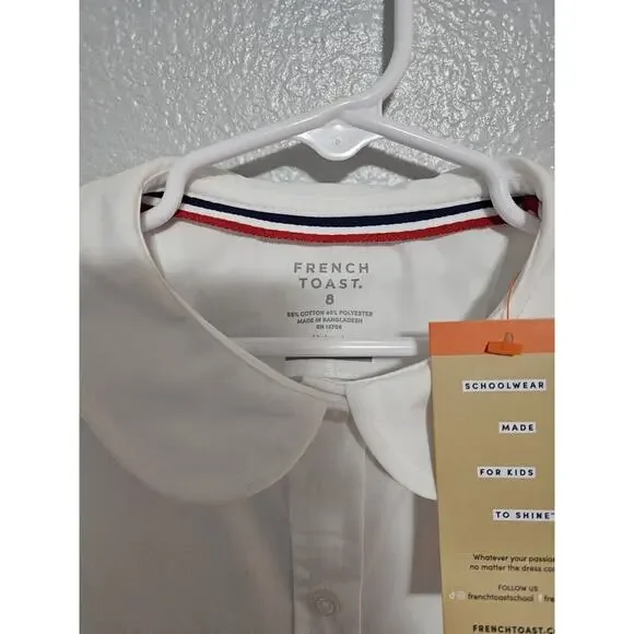 Girls White School Uniform Button Down Shirt Size 8 - Picture 2 of 7